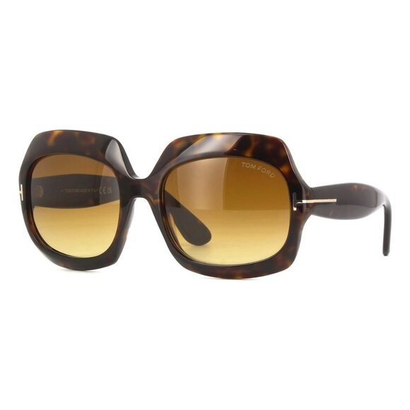New TOM FORD Ren Havana Square FT1155/S 52F Sunglasses Women - Picture 1 of 4